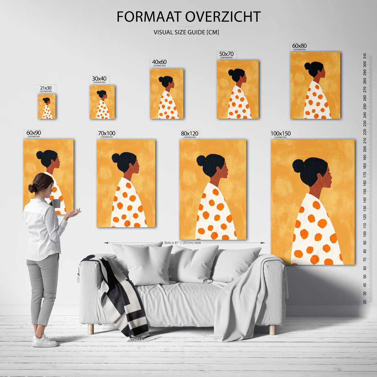 Vrouw met oranje stippen Poster