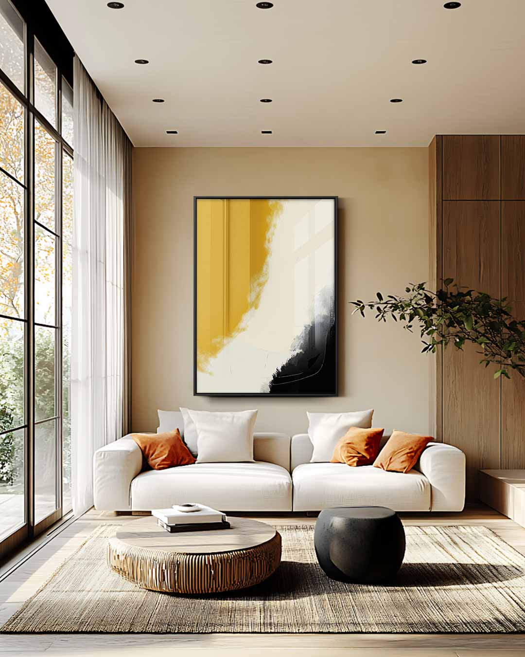 Warm Aards Abstract Kunstwerk-canvas-dibond-plexiglas-wanddecoratie-WallArtistic
