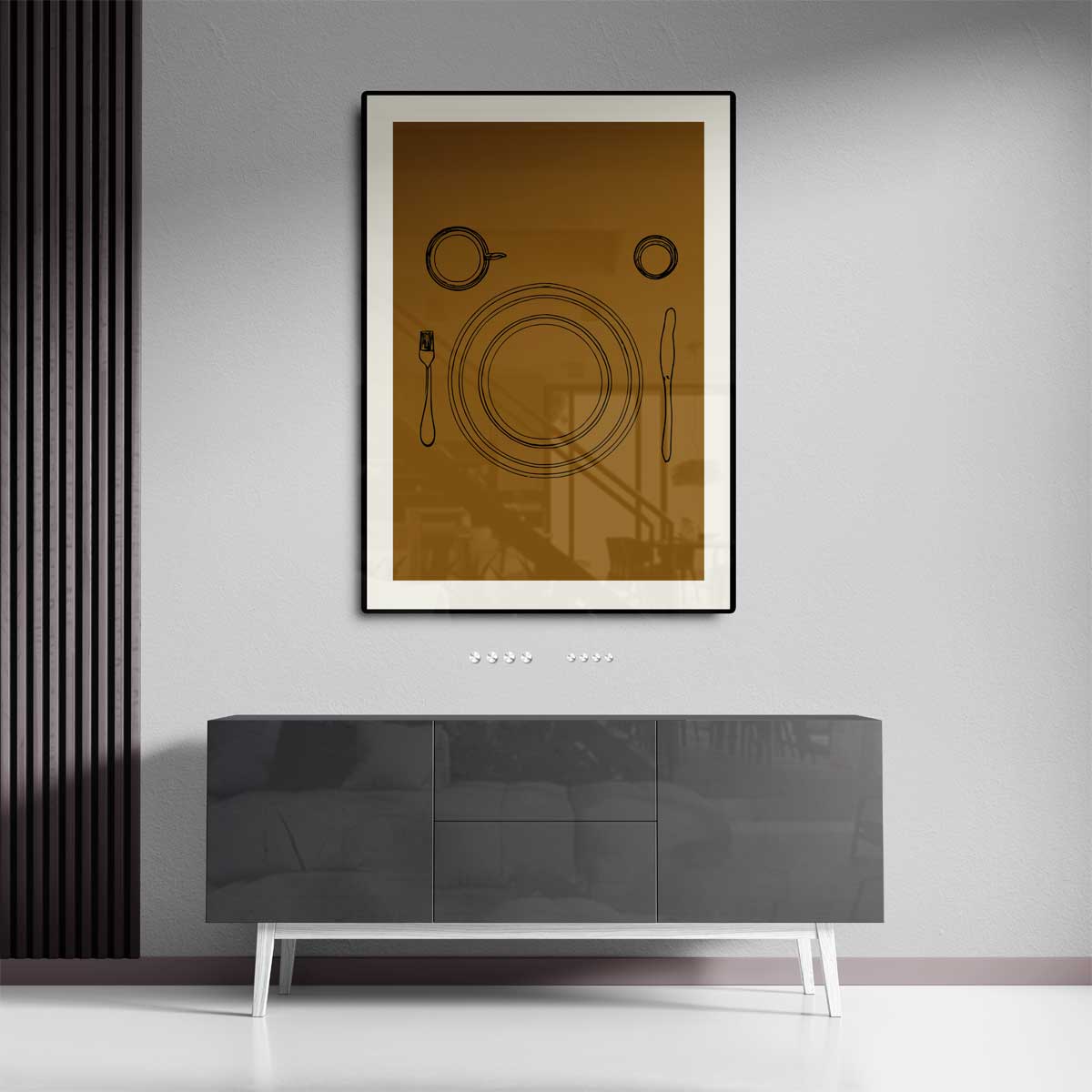 Eenvoudige Eettafelsetting Kunstwerk-canvas-dibond-plexiglas-wanddecoratie-WallArtistic