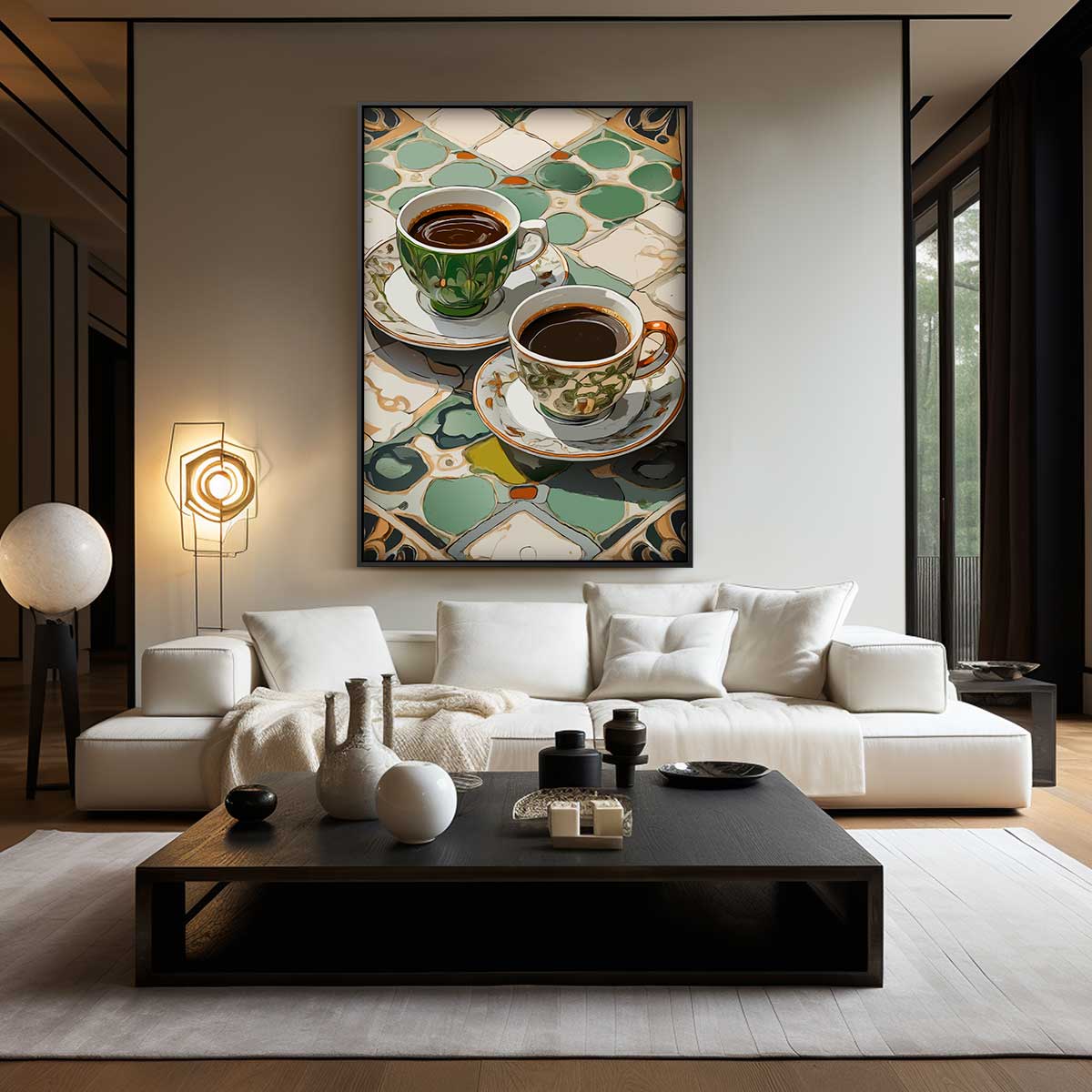 Koffie Betovering op Keramische Tegels Kunstwerk-canvas-dibond-plexiglas-wanddecoratie-WallArtistic