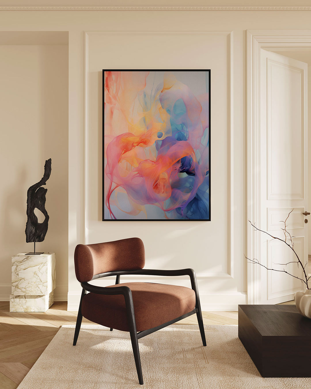 Vloeiende kleurenwerveling Kunstwerk