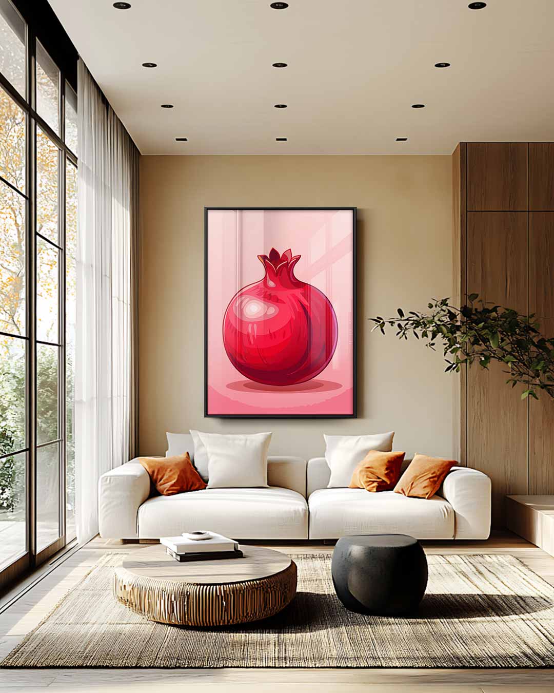 Stijlvolle Granaatappel Illustratie Kunstwerk-canvas-dibond-plexiglas-wanddecoratie-WallArtistic