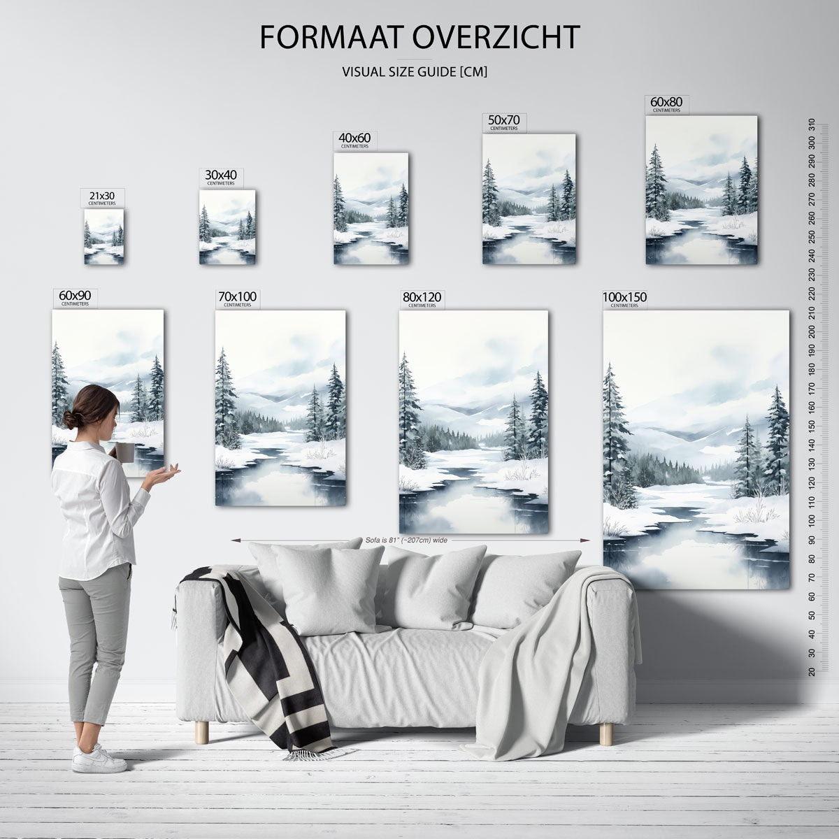 Winterlandschap met dennenbomen Poster