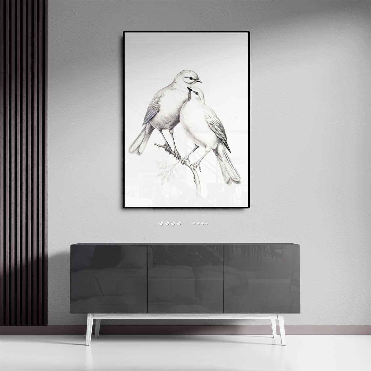 Zachte Vogelliefde Kunstwerk-canvas-dibond-plexiglas-wanddecoratie-WallArtistic