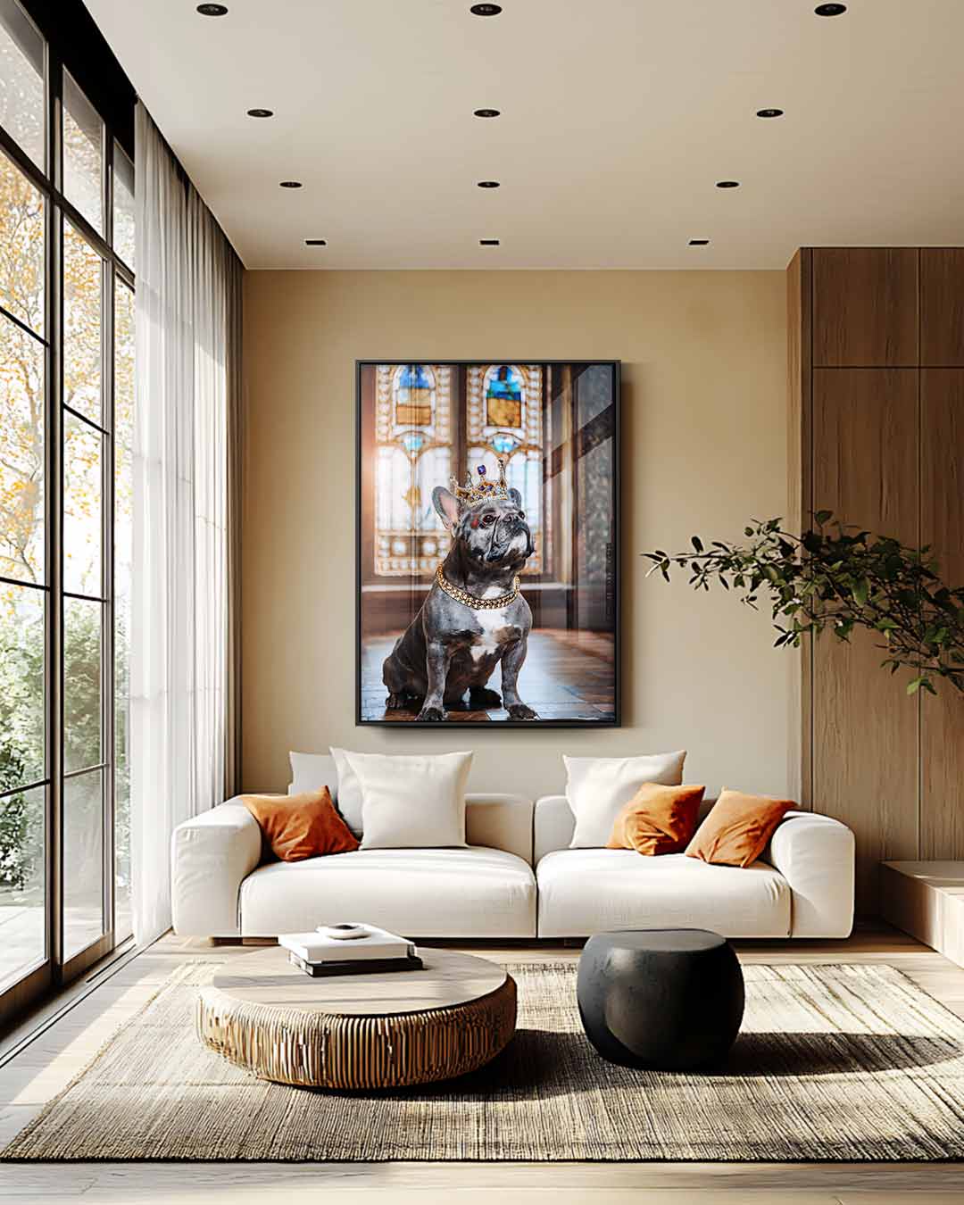 Koninklijke Bulldog Portret Kunstwerk-canvas-dibond-plexiglas-wanddecoratie-WallArtistic