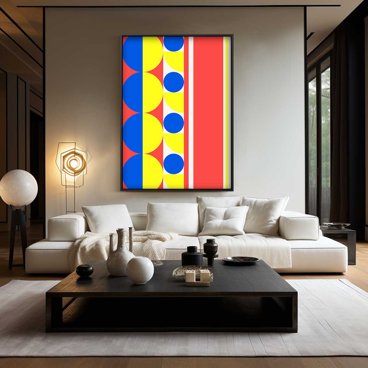 Kleurrijke Geometrische Abstractie Kunstwerk-canvas-dibond-plexiglas-wanddecoratie-WallArtistic