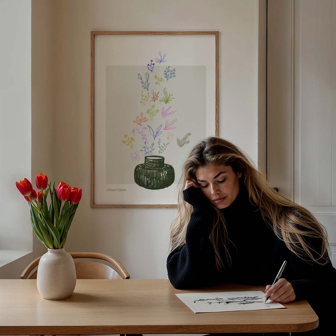 Botanische Vaas Illustratie Poster-WallArtistic