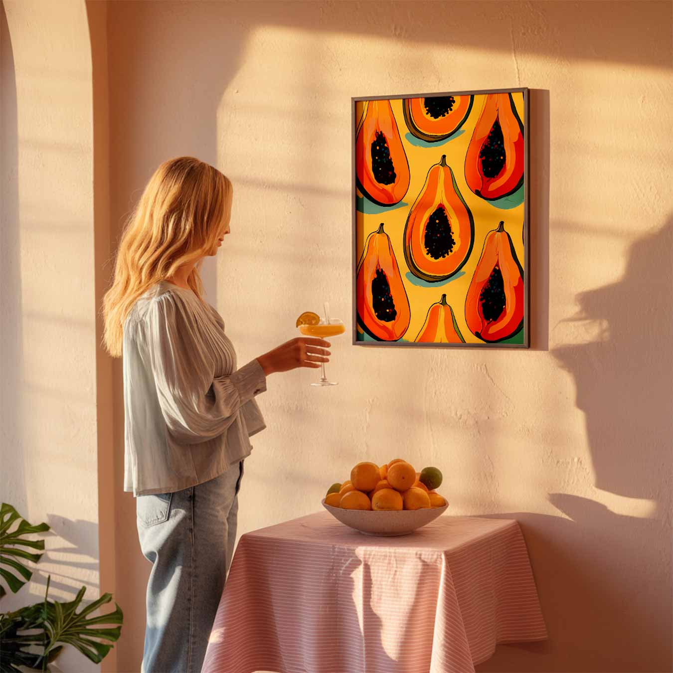 Tropische Papaya Illustratie Poster