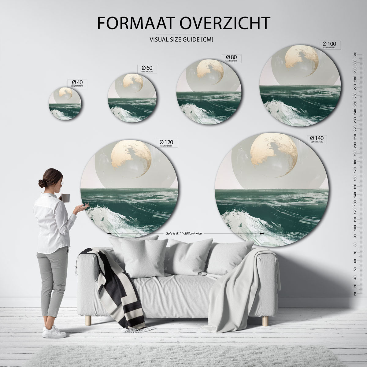 Maan boven oceaan Muurcirkel