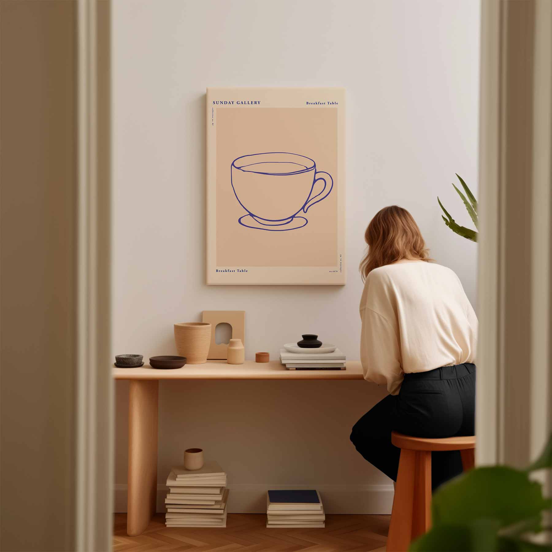 Eenvoudige Koffiemok Illustratie Kunstwerk-canvas-dibond-plexiglas-wanddecoratie-WallArtistic