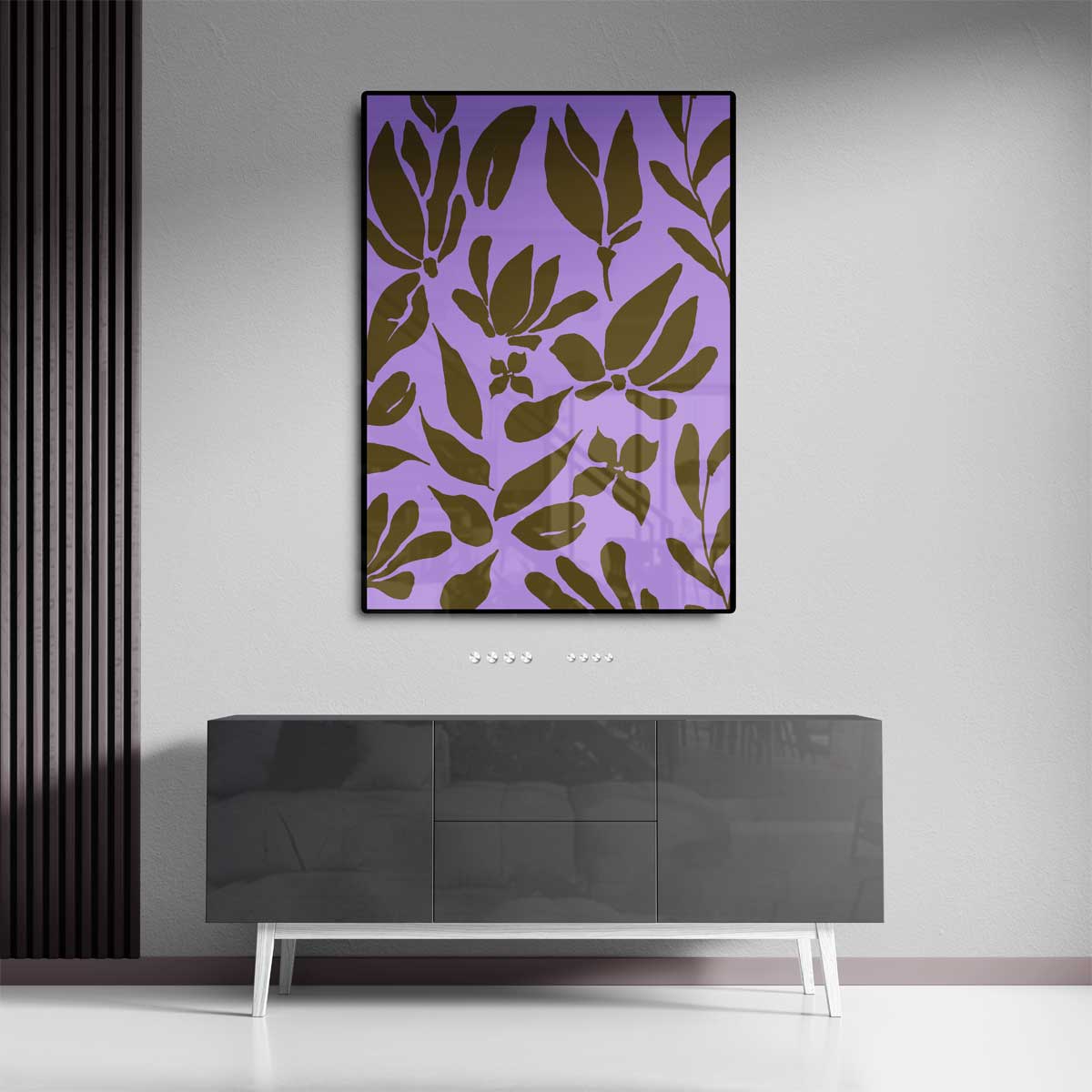 Bloemendans in Bruin en Lavendel Kunstwerk-canvas-dibond-plexiglas-wanddecoratie-WallArtistic