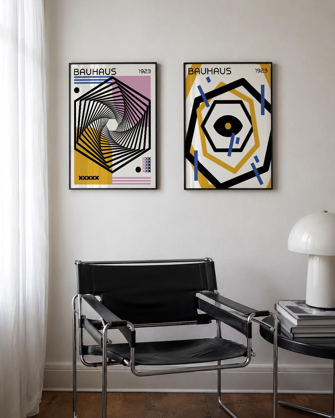 Spiraal en kleurvlakken Posterset
