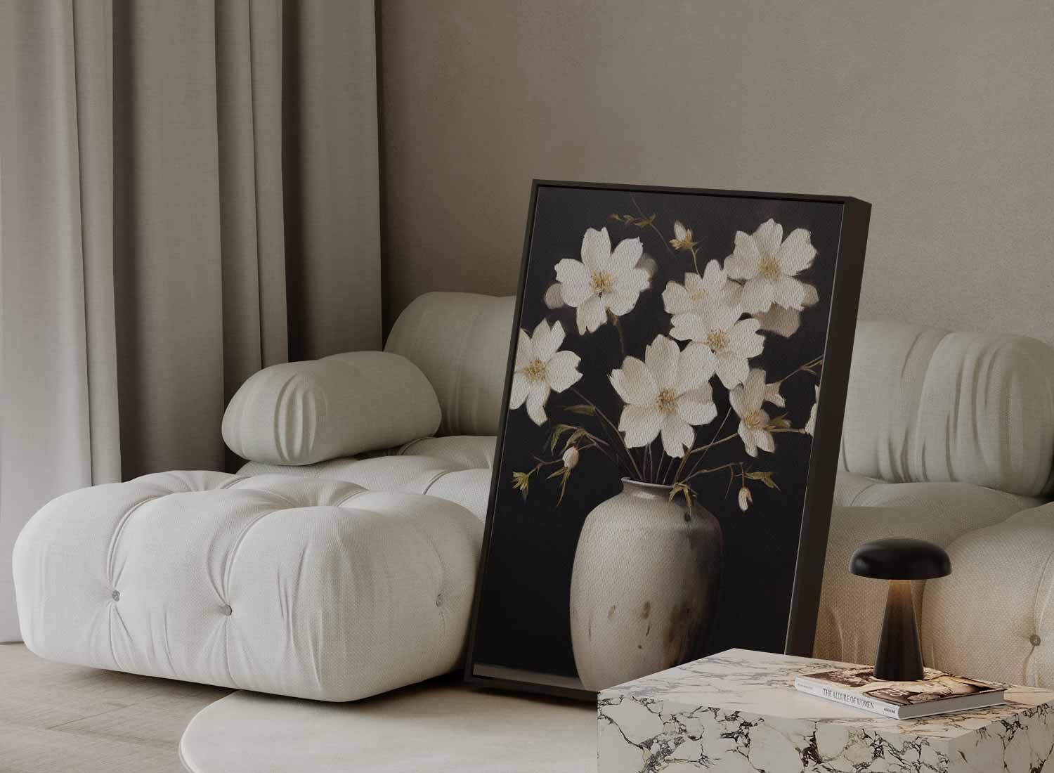 Bloemen in een Witte Vaas Kunstwerk-canvas-dibond-plexiglas-wanddecoratie-WallArtistic