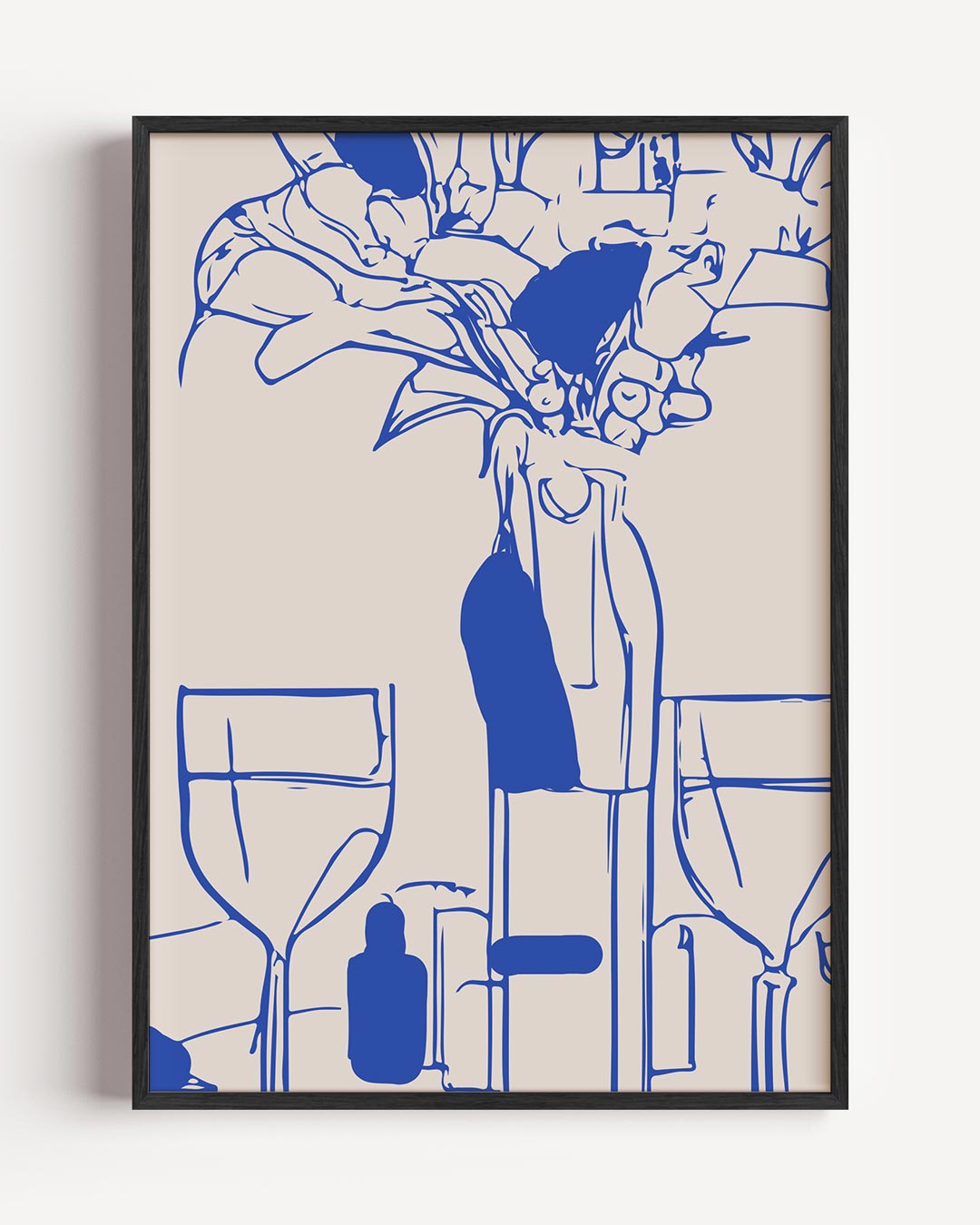 Moderne Bloemen en Wijn Illustratie Poster-WallArtistic