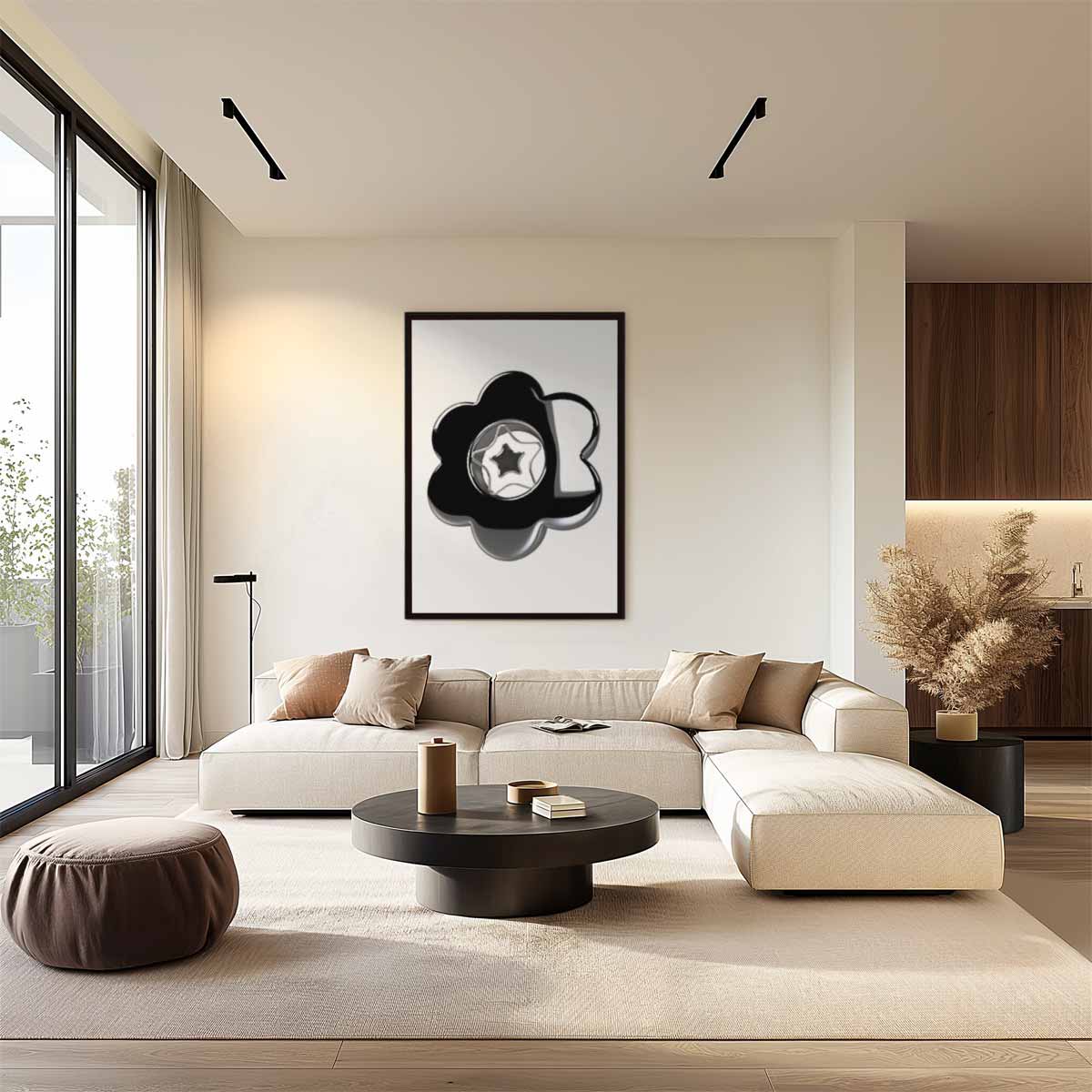 Sterrenbloem in Zilver Kunstwerk-canvas-dibond-plexiglas-wanddecoratie-WallArtistic
