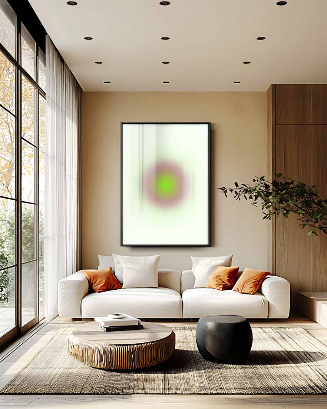 Groene Rust Cirkel Kunstwerk-canvas-dibond-plexiglas-wanddecoratie-WallArtistic