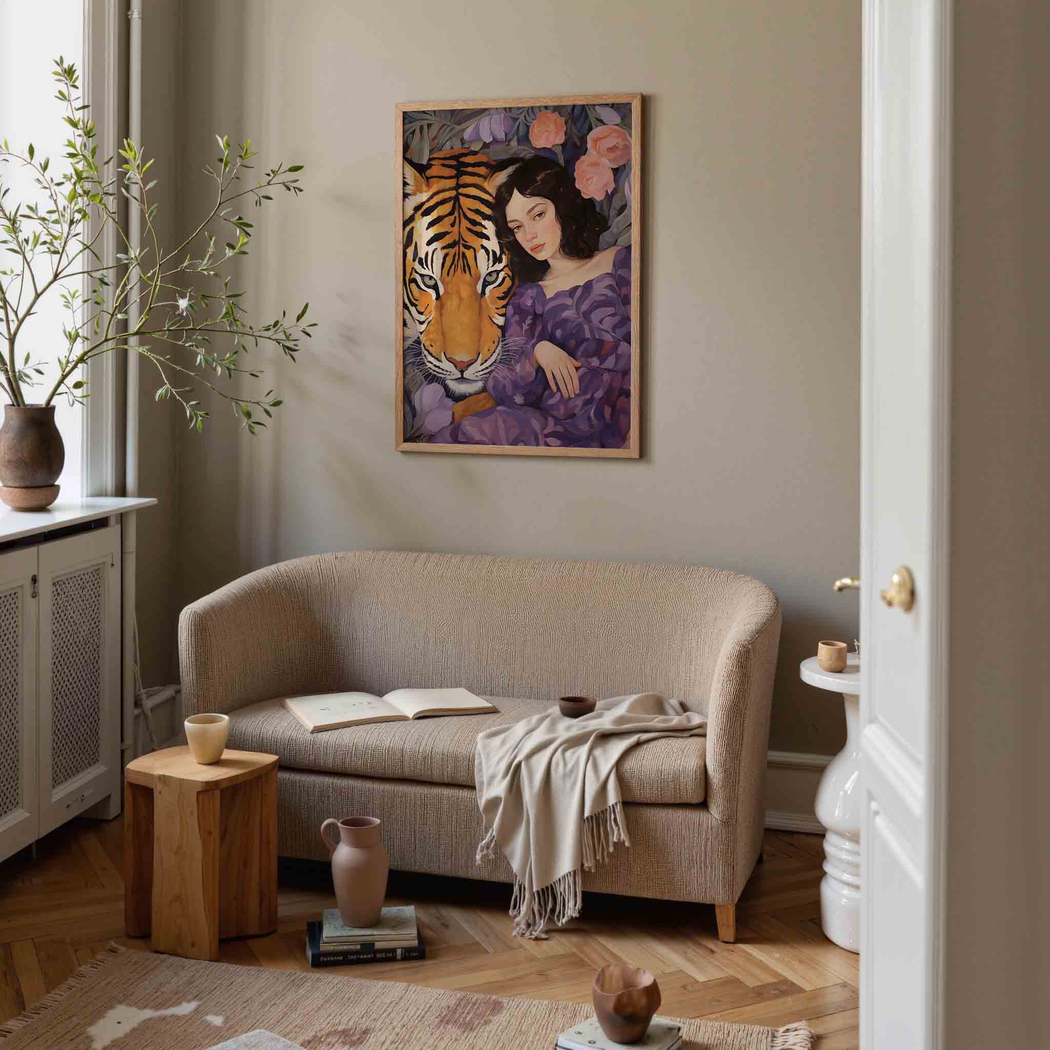 Tijger en vrouw Poster