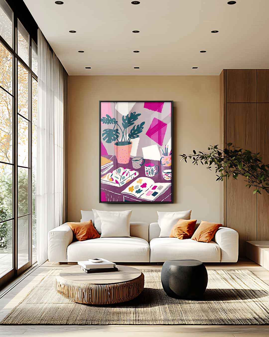Kleurrijk Ateliertafereel Kunstwerk-canvas-dibond-plexiglas-wanddecoratie-WallArtistic