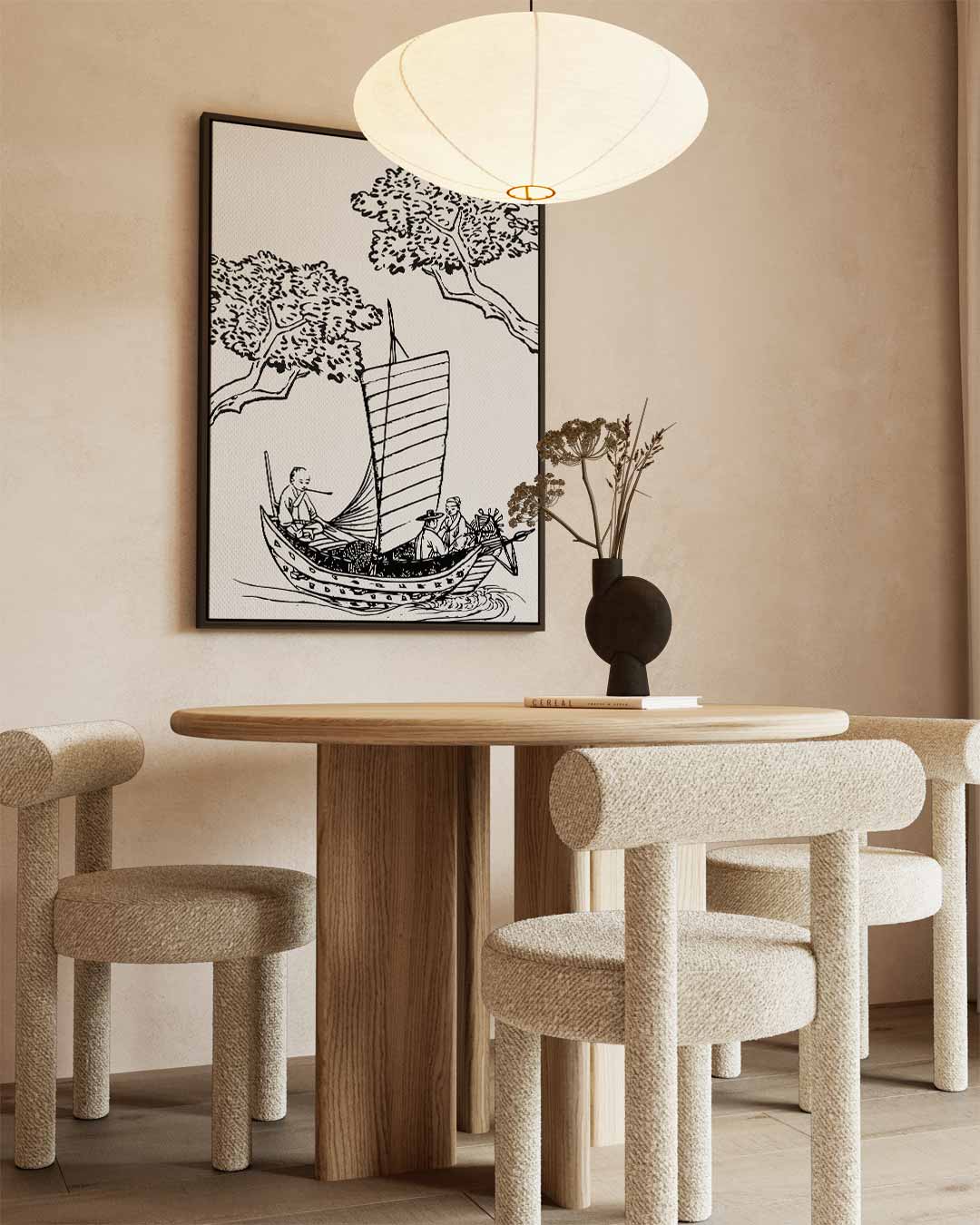Traditionele Japanse Bootscene Kunstwerk-canvas-dibond-plexiglas-wanddecoratie-WallArtistic