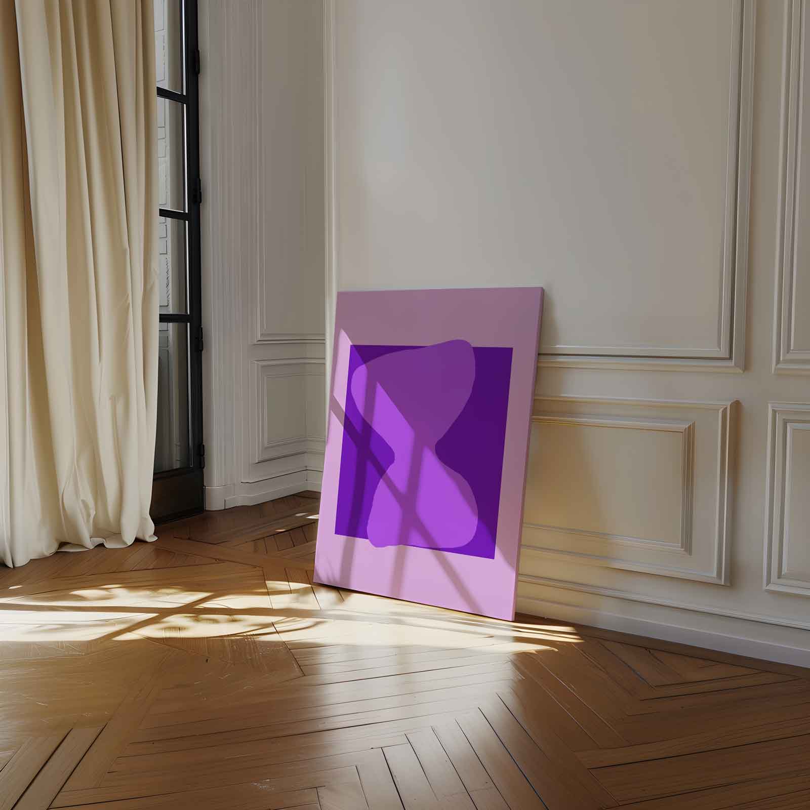 Speelse Paarse Vormen Kunstwerk-canvas-dibond-plexiglas-wanddecoratie-WallArtistic
