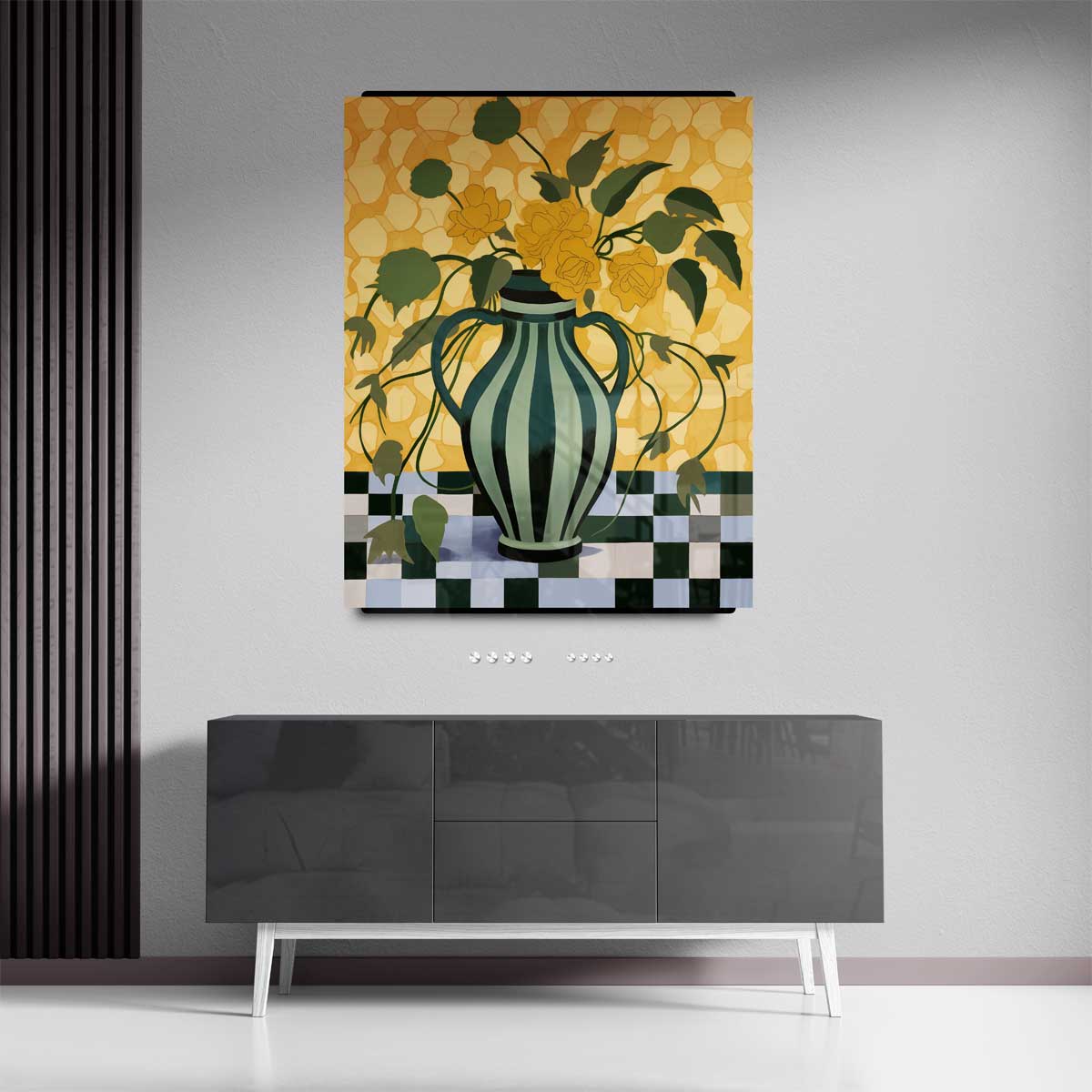 Gouden Bloemendroom Kunstwerk-canvas-dibond-plexiglas-wanddecoratie-WallArtistic