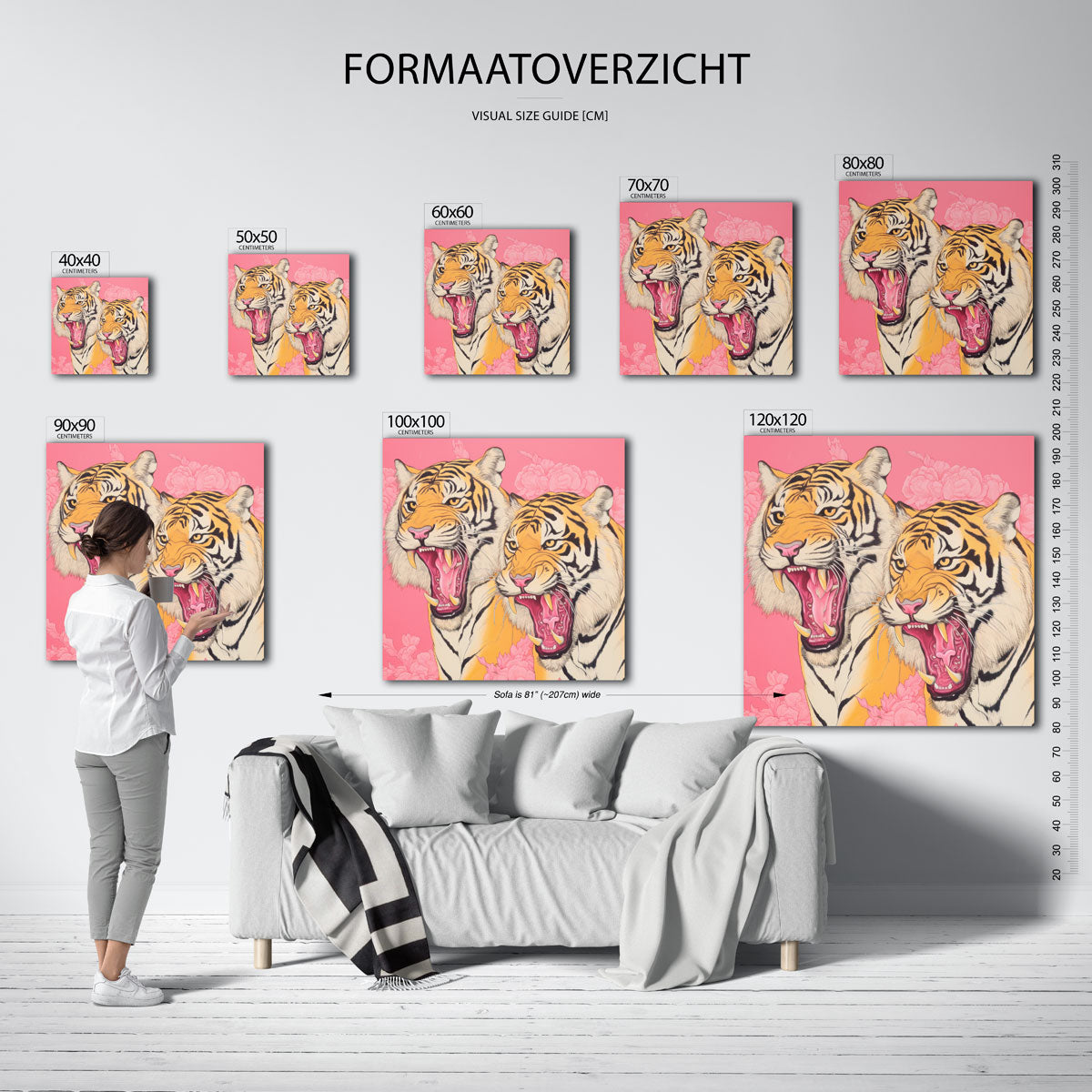 Twee tijgers op roze Poster