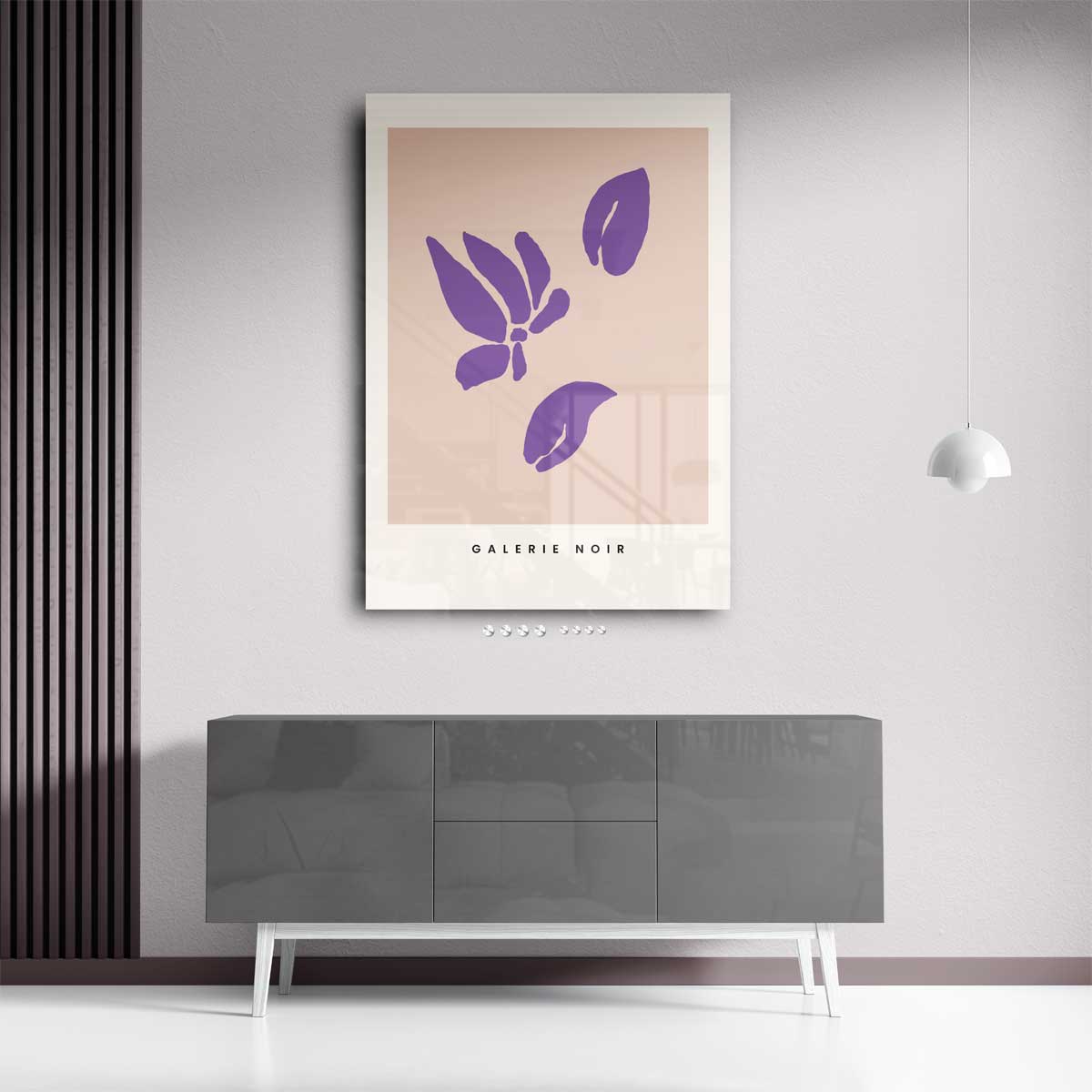 Paarse Bladmotieven op Zachte Achergrond Kunstwerk-canvas-dibond-plexiglas-wanddecoratie-WallArtistic