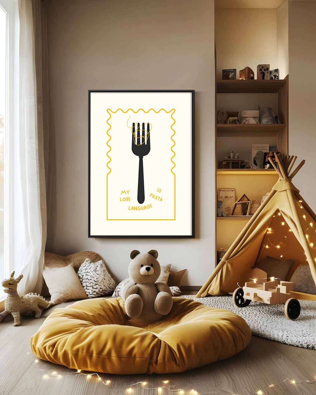 Spaghetti Liefdestaal Illustratie Kunstwerk-canvas-dibond-plexiglas-wanddecoratie-WallArtistic