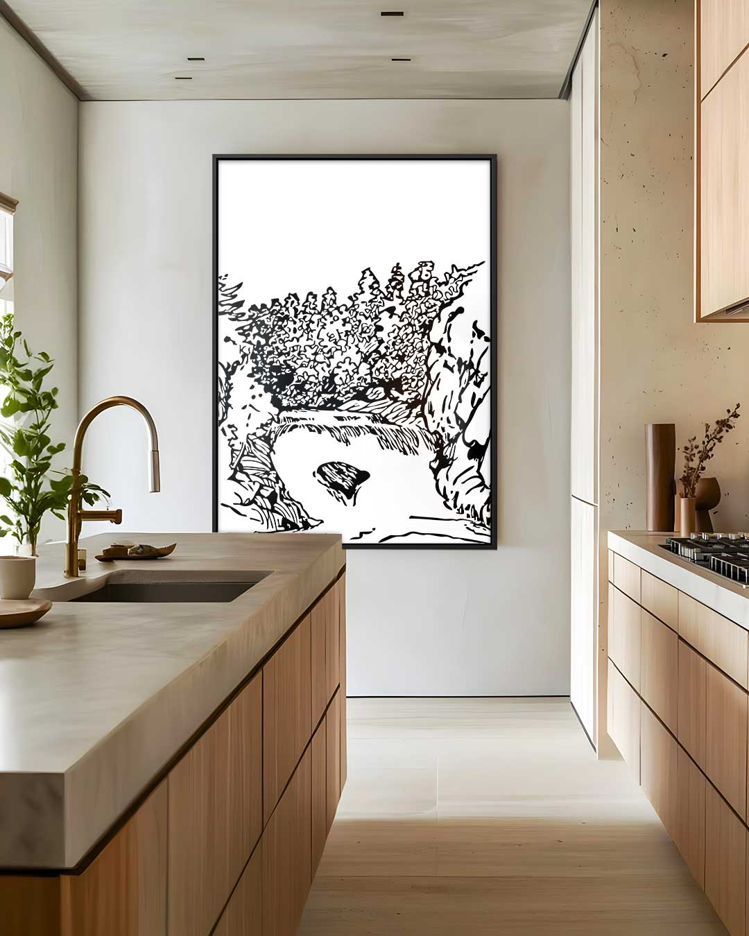 Zwart-wit Natuurlandschap Kunstwerk-canvas-dibond-plexiglas-wanddecoratie-WallArtistic