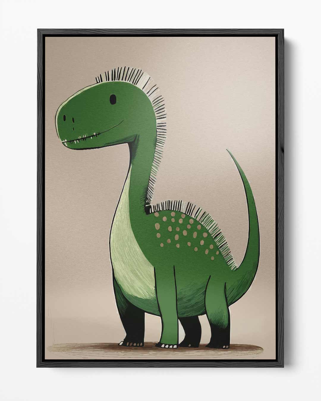 Vriendelijke Dino Illustratie Kunstwerk-canvas-dibond-plexiglas-wanddecoratie-WallArtistic