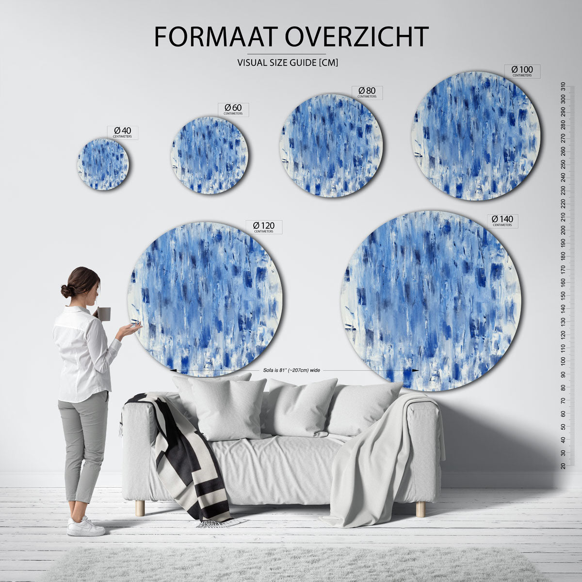 Blauwe abstracte Muurcirkel