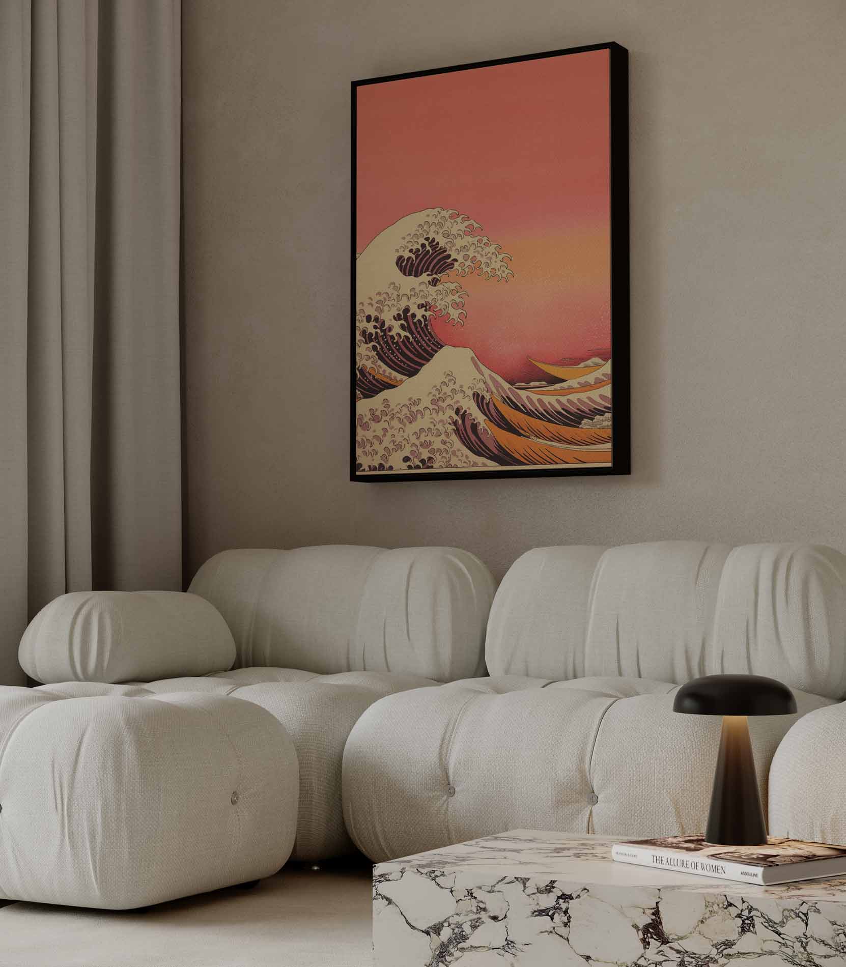 Golven in Zonsondergang Kunstwerk-canvas-dibond-plexiglas-wanddecoratie-WallArtistic