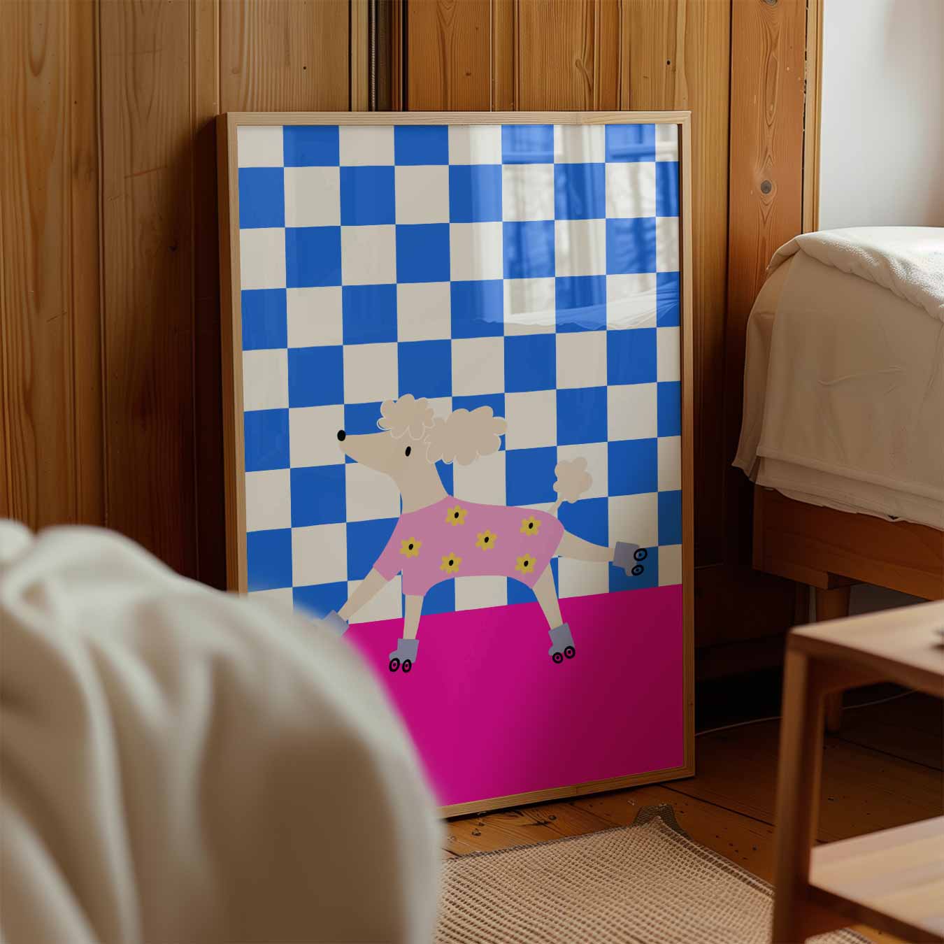 Vrolijke Poedel op Rolschaatsen Poster