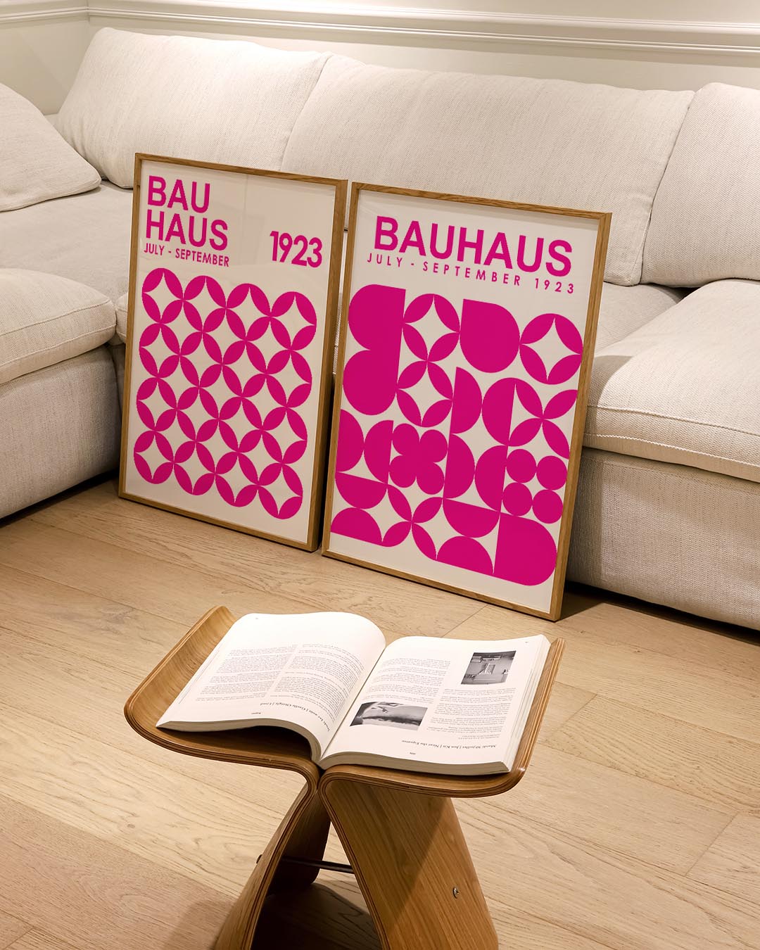 Vormenspel in roze Posterset