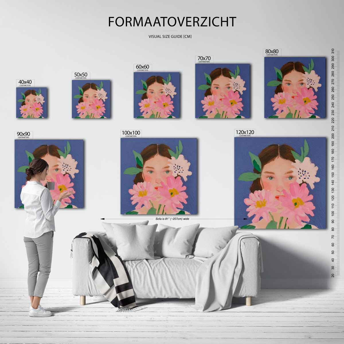 Bloemen en vrouw Poster
