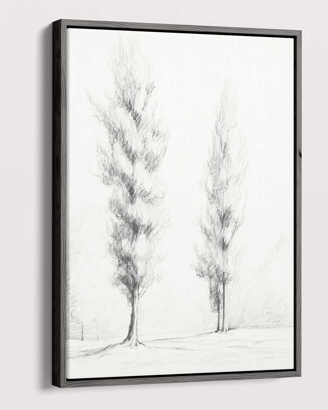 Potloodschets van Statige Bomen Kunstwerk-canvas-dibond-plexiglas-wanddecoratie-WallArtistic