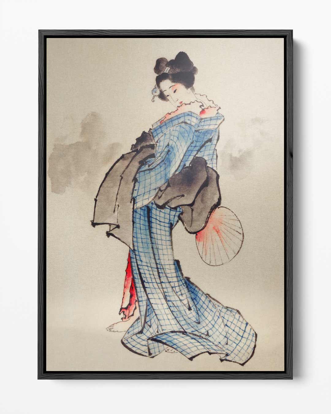 Japanse Vrouw in Kimono Kunstwerk-canvas-dibond-plexiglas-wanddecoratie-WallArtistic