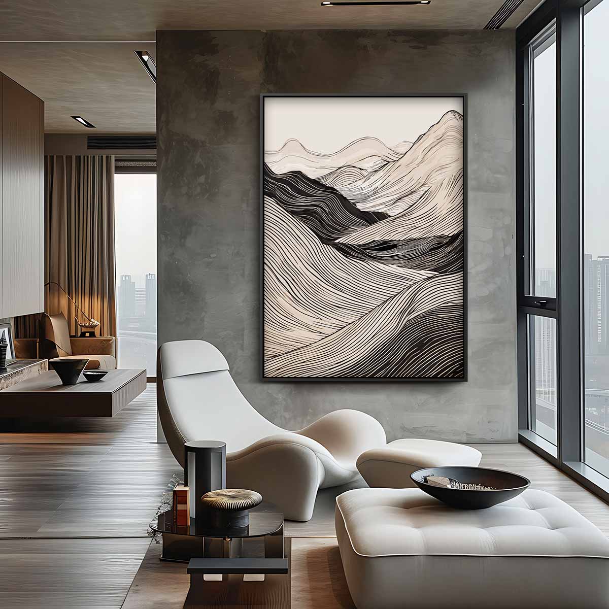 Zachte Lijnen Landschap Kunstwerk-canvas-dibond-plexiglas-wanddecoratie-WallArtistic