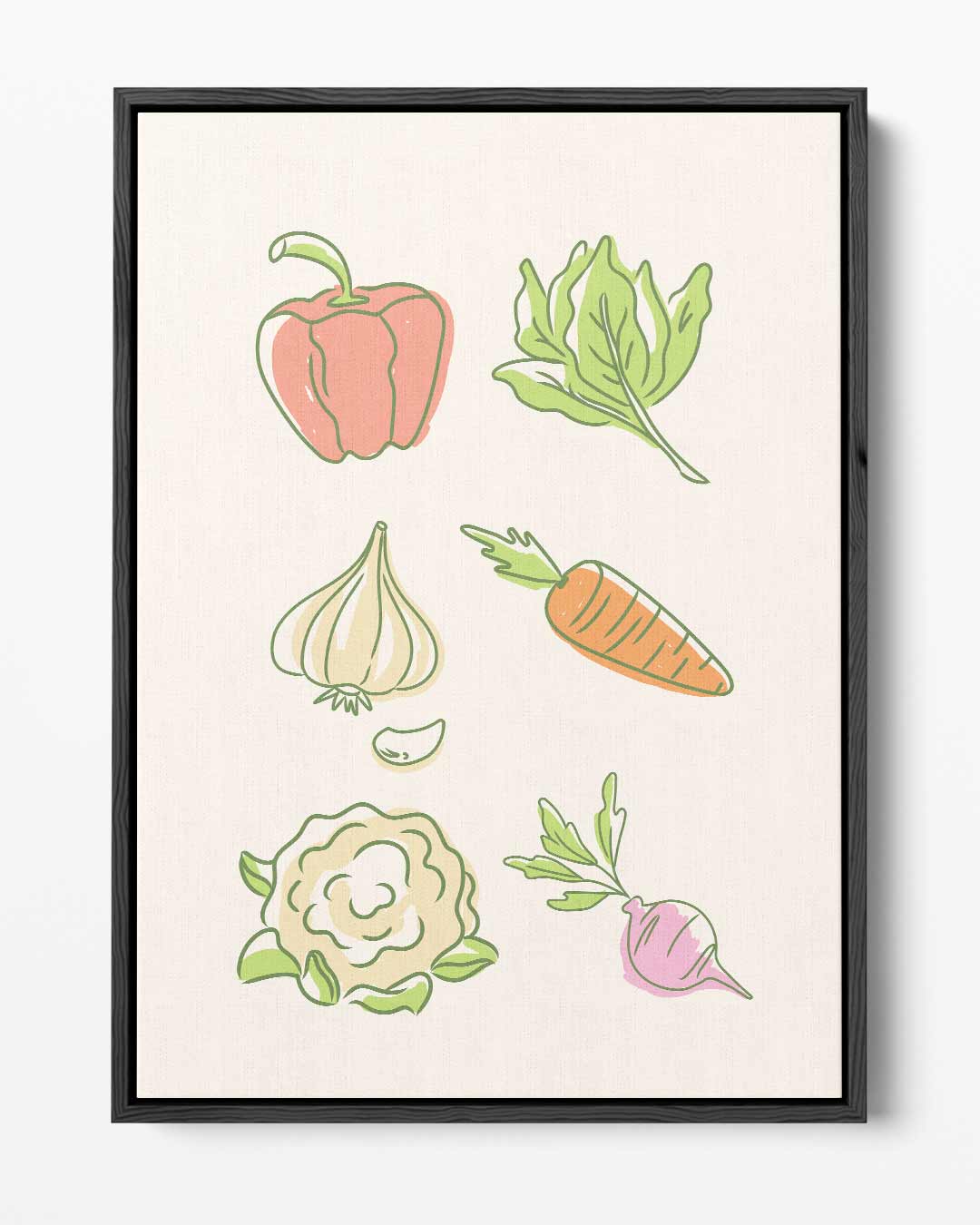 Vrolijke Groente Illustraties Kunstwerk-canvas-dibond-plexiglas-wanddecoratie-WallArtistic