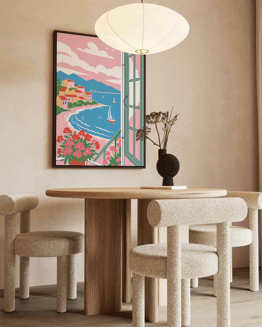 Zonnige Baai met Zeilboten Kunstwerk-canvas-dibond-plexiglas-wanddecoratie-WallArtistic