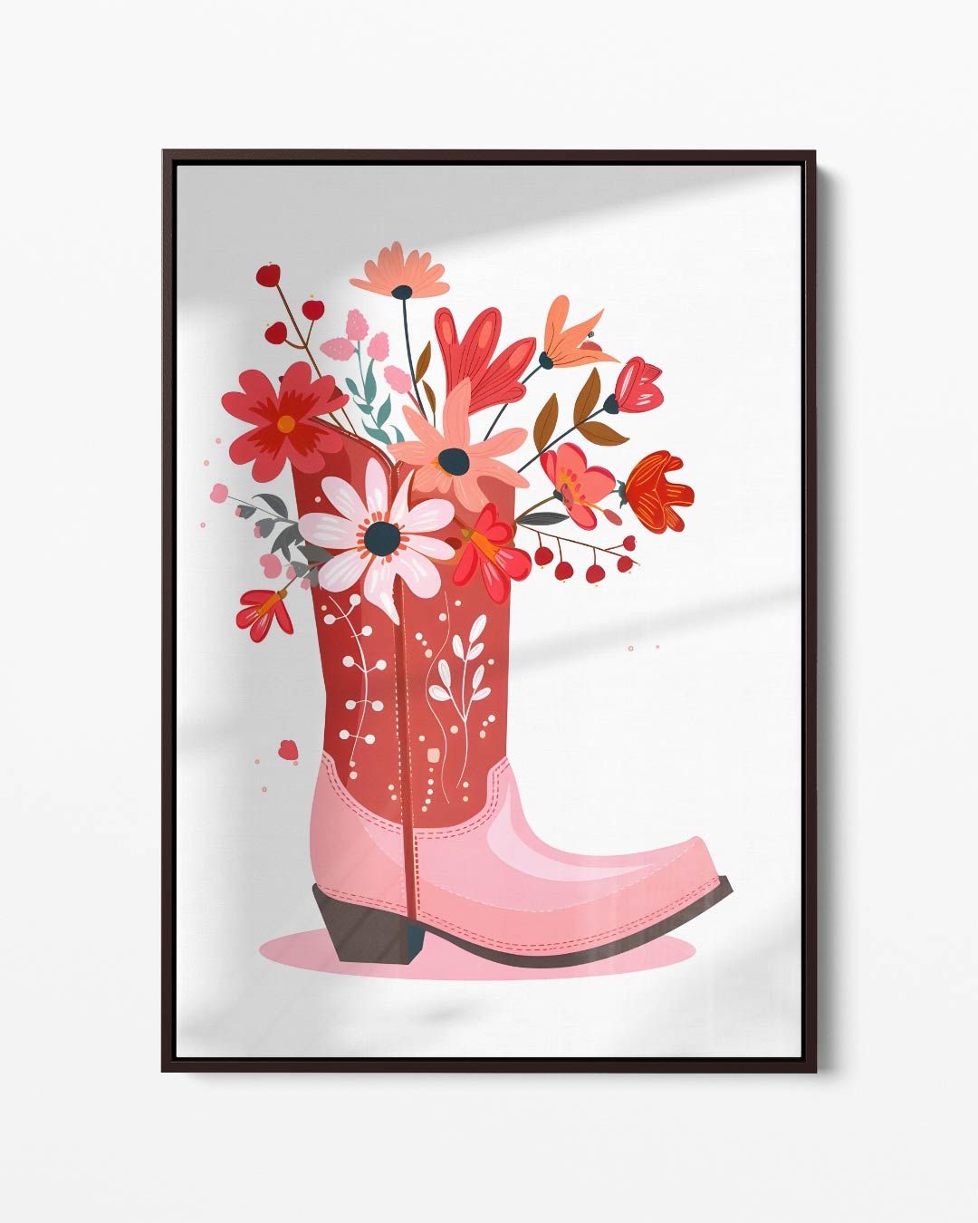 Bloemen Cowboylaars Illustratie Kunstwerk-canvas-dibond-plexiglas-wanddecoratie-WallArtistic