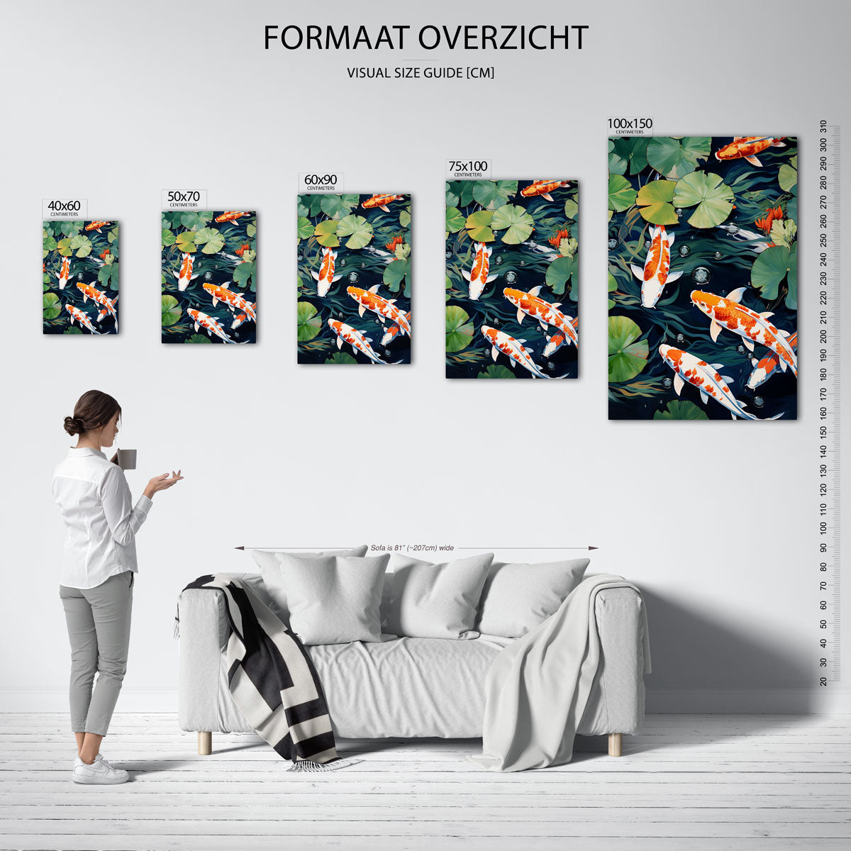 Vijver met koi Kunstwerk