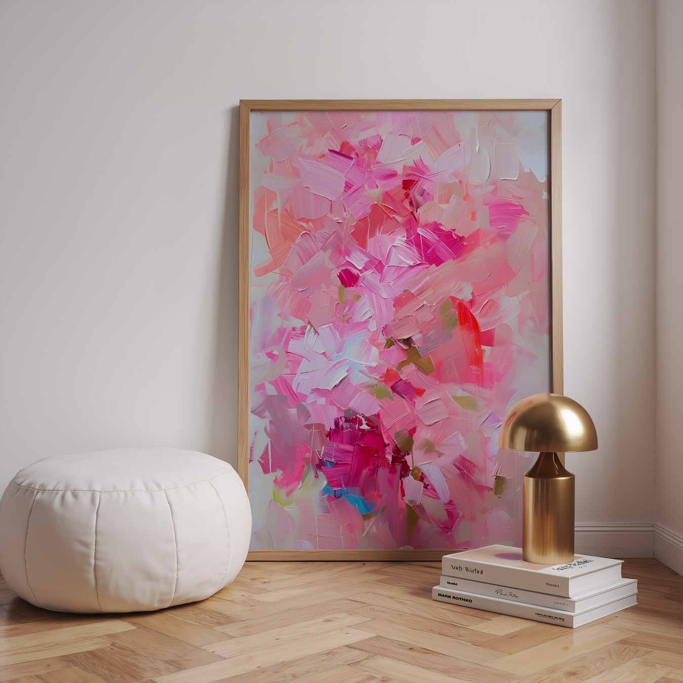 Vrolijke Roze Abstracte Kunstposter