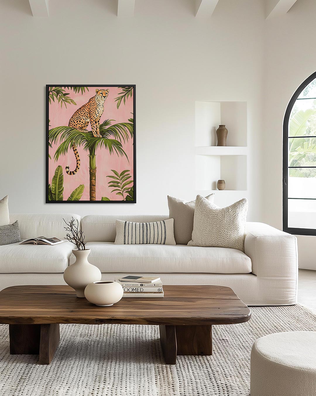 Luipaard op palm Kunstwerk