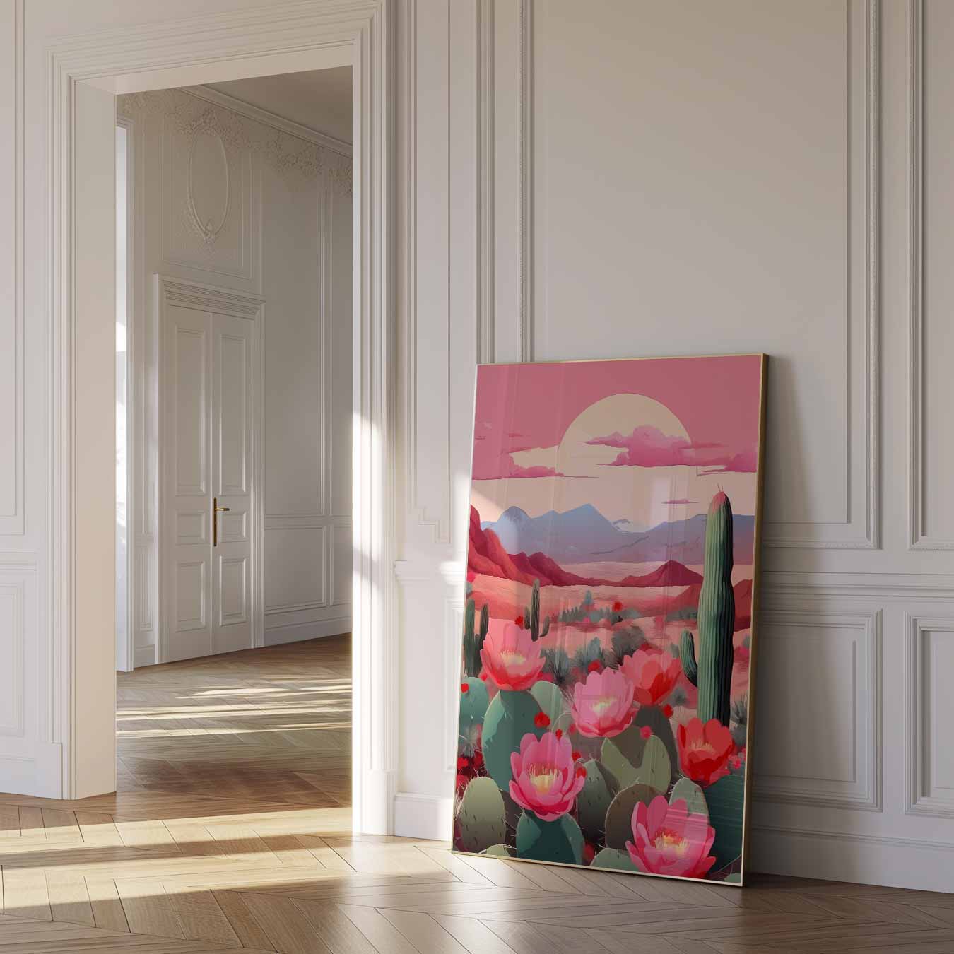 Woestijnbloemen bij Zonsondergang Poster