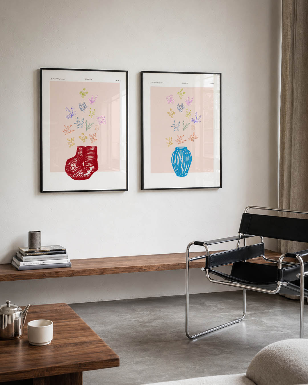 Kleurrijke bloemenvormen Posterset