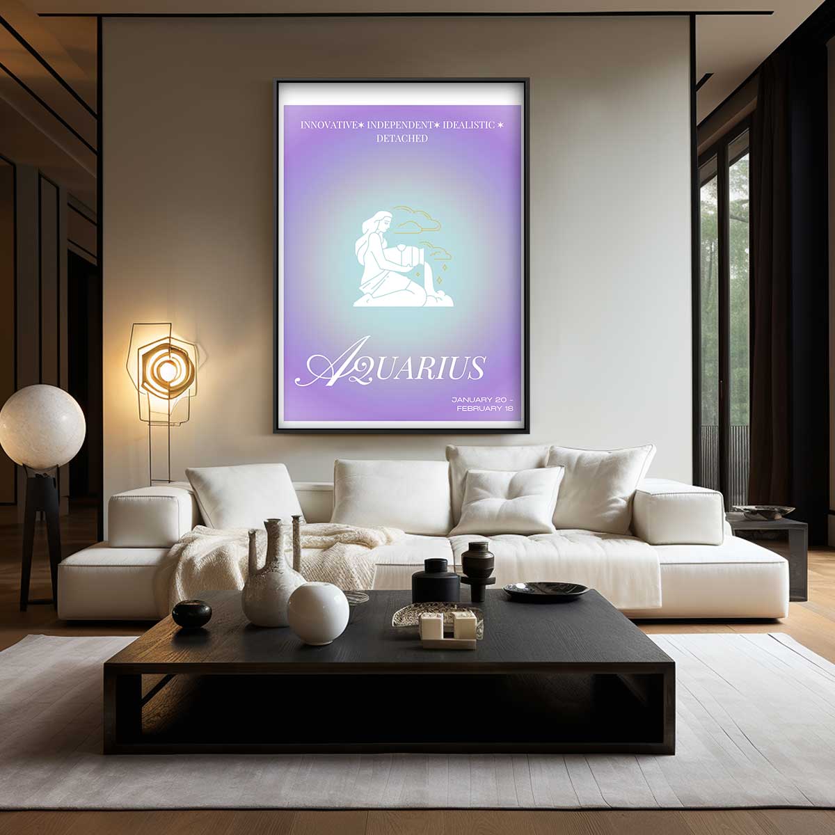 Stijlvolle Aquarius Compositie Kunstwerk-canvas-dibond-plexiglas-wanddecoratie-WallArtistic