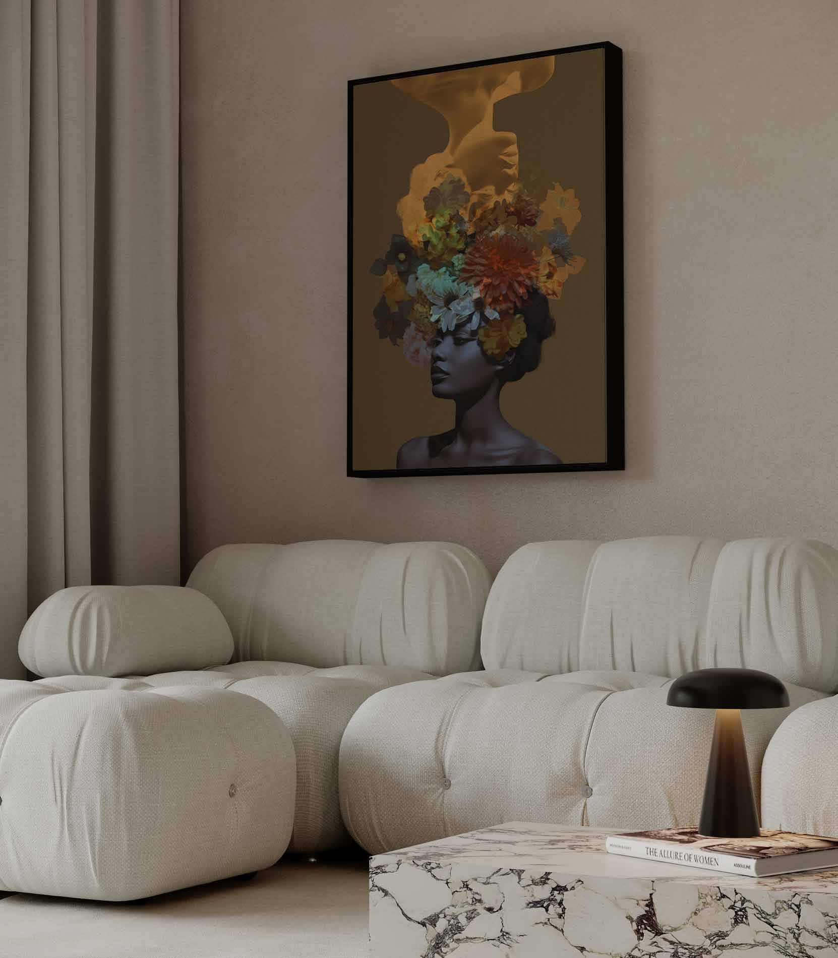 Bloemendroom Portret Kunstwerk-canvas-dibond-plexiglas-wanddecoratie-WallArtistic