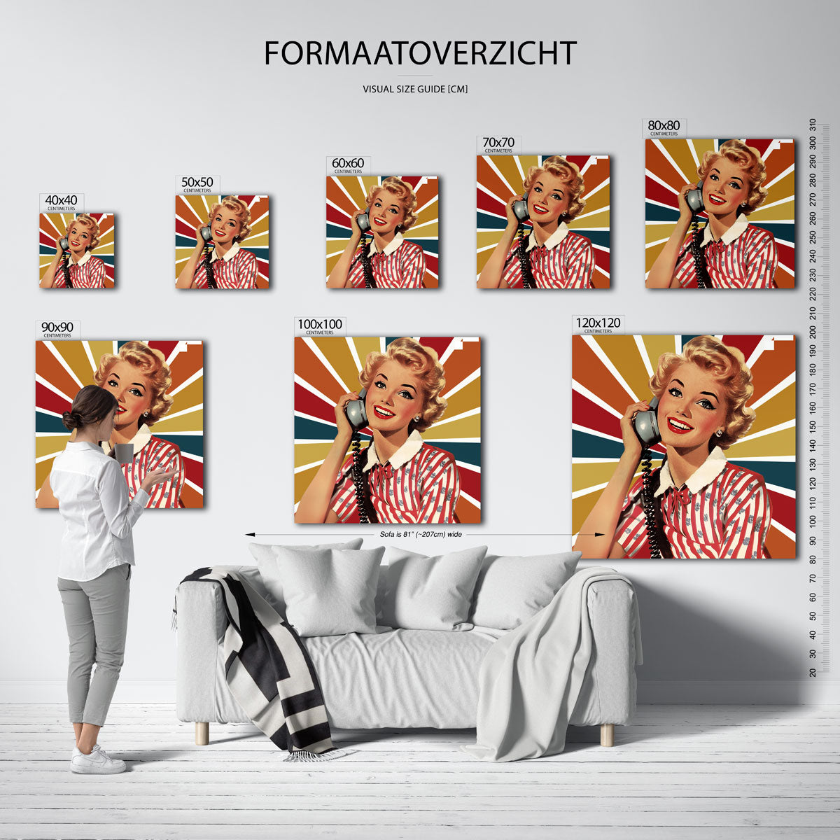 Vrouw met telefoon Poster
