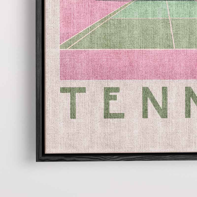 Kleurrijke Tennisbaan Zonsondergang Kunstwerk-canvas-dibond-plexiglas-wanddecoratie-WallArtistic